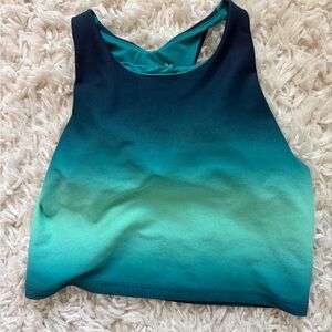 Old Navy Teal Ombre Longline Athletic Sports Bra Top